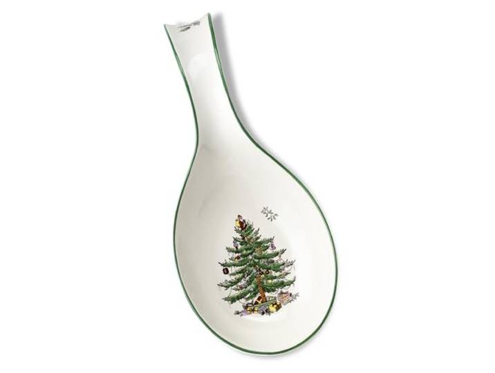 Spode Weihnachtsbaum-Löffelablage, 30,5 cm, festliche Kochutensilienablage, Weihnachtsspatel & Schöpflöffel Halter für Küchenarbeitsplatte, feines Steingut, spülmaschinenfest, Urlaubsküchenzubehör