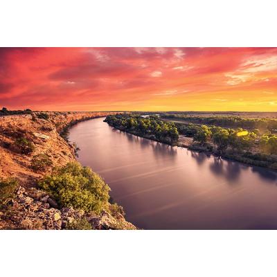 Fototapete PAPERMOON "Fluss durch Landschaft", bunt, B:5m L:2,8m, Vlies, Tapeten