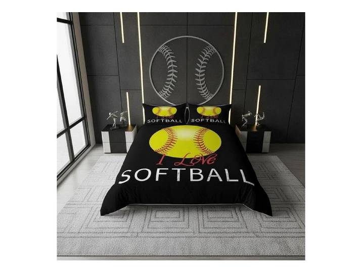 LuxusKollektion Jugendbettwäsche Bettwäsche 155x220cm Sport Softball Mikrofaser