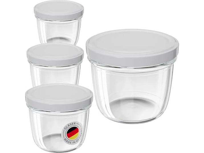 WELLGRO 200x Einmachgläser 230ml – Schraubdeckel TO82 weiß – Made in Germany – Vorratsgläser, Marmeladengläser, Aufbewahrungsgläser & Gärgläser