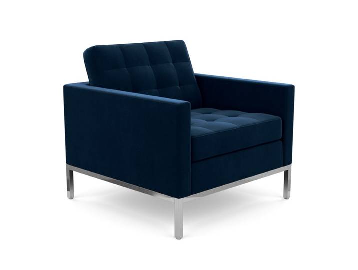 KNOLL fauteuil FLORENCE en tissu (Knoll Velvet Aviator - Revêtement Cat. B et structure en acier chromé)
