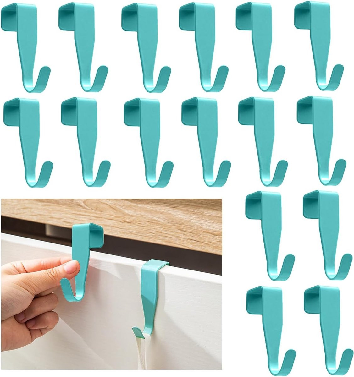 Set van 16 RVS deurhaken voor kleding en badkameraccessoires