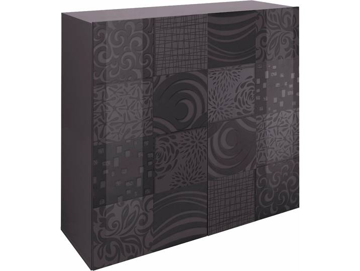 Highboard HOME AFFAIRE Miro , grau (anthrazit hochglanz lack mit siebdruck), Sideboards, Highboard, Breite 121 cm mit dekorativem Siebdruck