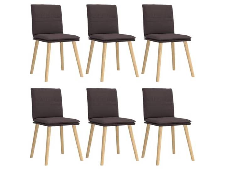 KUTYWEXFM Esszimmerstühle 6er Set Polsterstuhl Dunkelbraun Stoff Stabile Beine aus massivem Gummibaumholz und bequeme Polsterung, ideal für Wohnzimmer und Küche, bis 110 kg tragfähig.