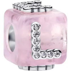 Pandora 794433C01 Silber Charm Rosafarbener Muranoglas Liebeswürfel