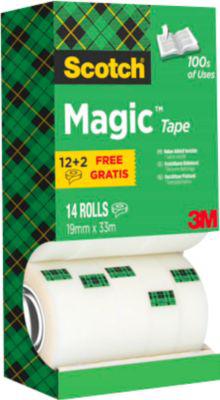 Klebeband Scotch® Magic™ 8R14TPR, beschreibbar, unsichtbar, mattweiß, 14 Rollen Sparpaket