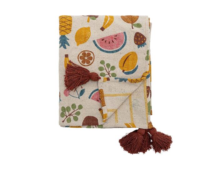 Bloomingville Plaid en coton Fruitta 160x130 cm Jaune