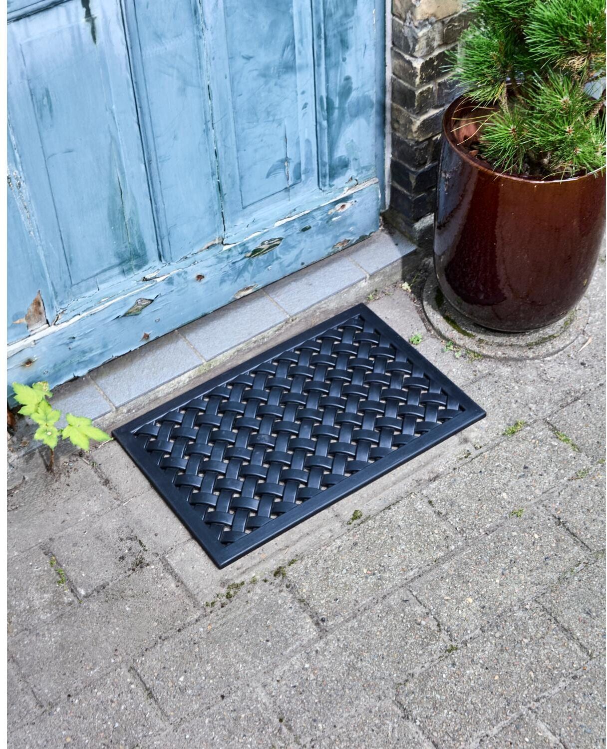 Fussmatte "House Doctor Braid, 90 x 40 cm", schwarz, B:40cm L:90cm, Gummi, Kunststoff, Teppiche, Fussmatte schwarz B : 40cm 1 Stk., L: 90cm