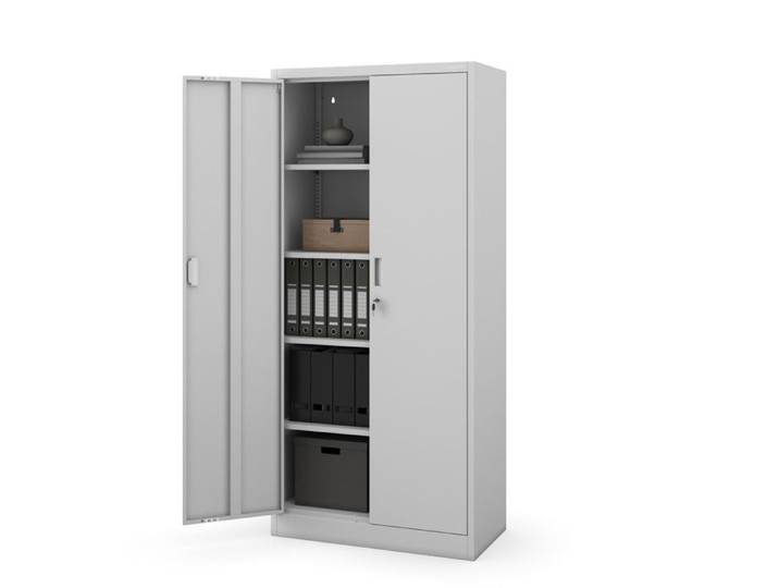 Armoire Métallique JAN Compacte 175x80x40 cm Grise Serrure Cylindrique