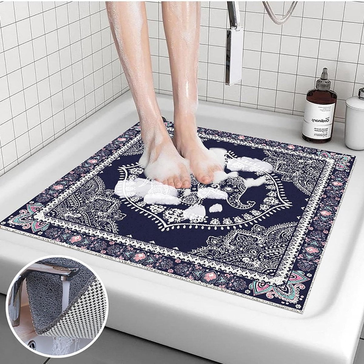 Grijs antislip douchemat met zachte textuur - 40 x 60 cm