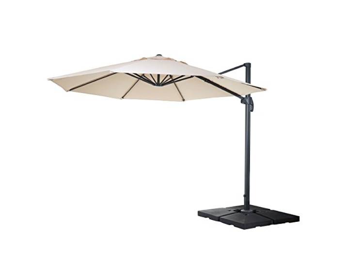 Mendler Gastronomie-Ampelschirm HWC-A96 4m Polyester - creme