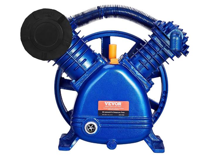 Tête de pompe de compresseur d'air VEVOR\, 5\,5 CV\, 5\,75 CFM à 90 PSI\, tête de pompe à piston de compresseur d'air lubrifié à l'huile\, à deux cylindres\, remplacement de pompe de compresseur d'air de type V à deux étages