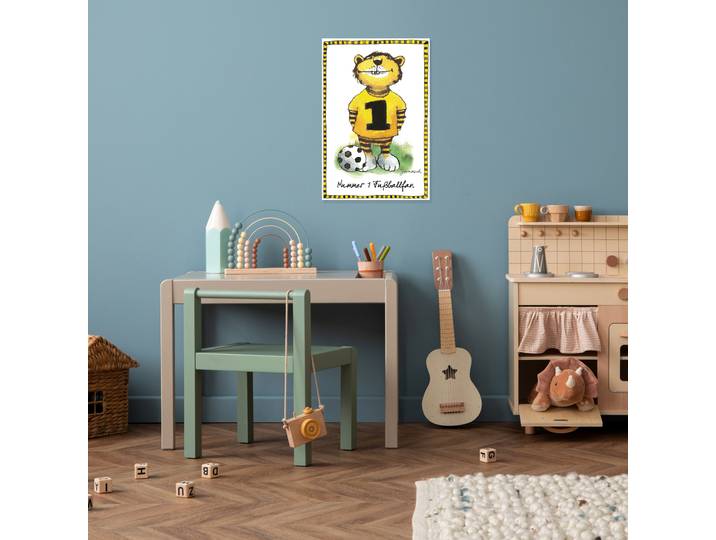 Wanddekoobjekt LUCKYLINDE Der kleine Tiger - Fußballfan , bunt, B:20cm H:30cm T:0,3cm, Blech, Wanddekoobjekte, Wanddekoobjekt, Exklusive JANOSCH Kindermotive, Stahlschild
