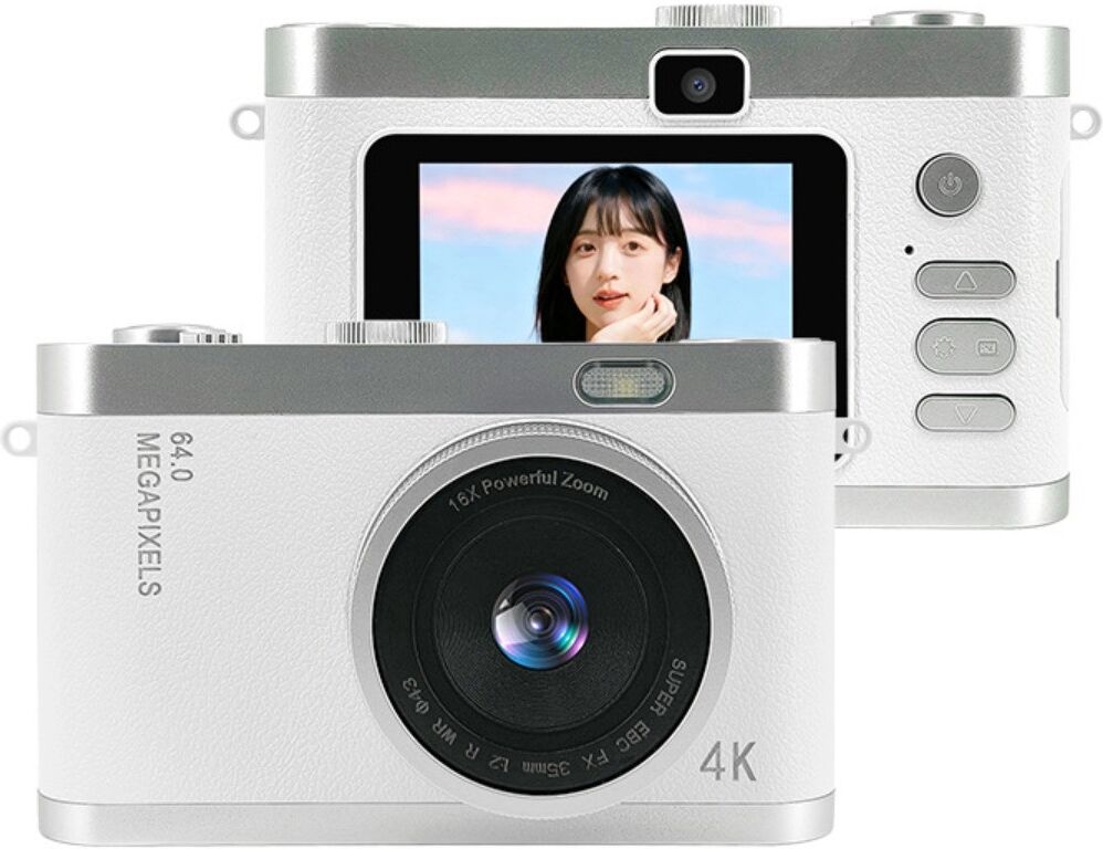 INF Digitalkamera Y03 Weiß – 1080p HD-Video, 16X digitaler Zoom, 2.4-inch Bildschirm, TF-Kartenunterstützung, kein Speicher Weiß