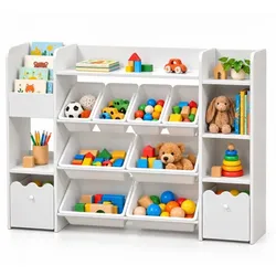 Relaxdays XL Regal Kinderzimmer mit 8 Boxen Weiß