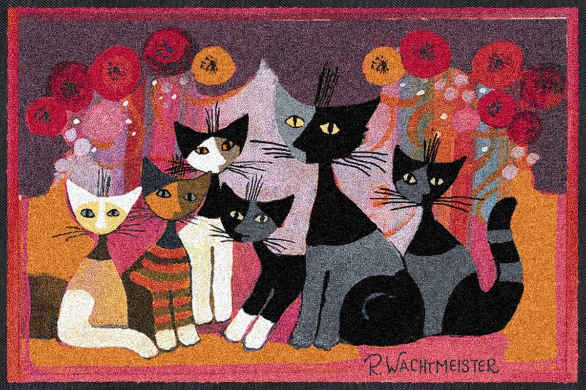 Dailygoods Deurmat Festa dei Gatti Vuilvangmat 50 x 75 cm