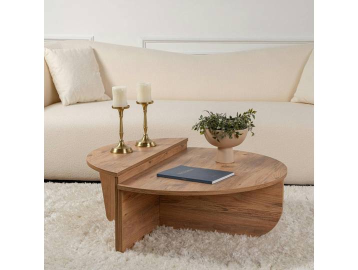 Table basse ronde modulable 2 hauteurs MARFA - Pin