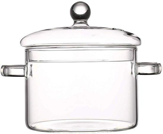 Hittebestendige glazen kookpot, 1,5 l, transparant