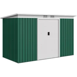 GERÄTEHAUS Gartenhaus mit Schiebetür Fenster Outdoor Stahl Dunkelgrün