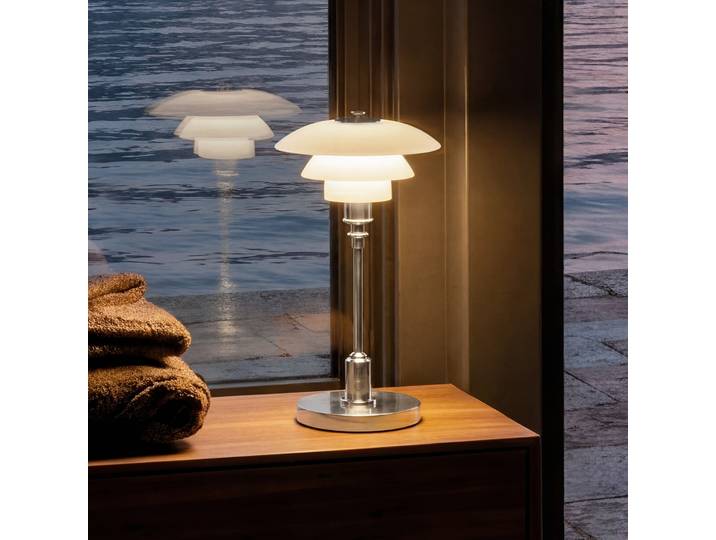 PH 1-1 Portable Tischleuchte, chrom, IP44 - Louis Poulsen - Wohnzimmer - Design - Metall - Einflammig