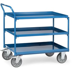 Fetra Tischwagen 4930, aus Metall, mit 3 Etagen, Tragkraft 400kg, 850 x 500mm