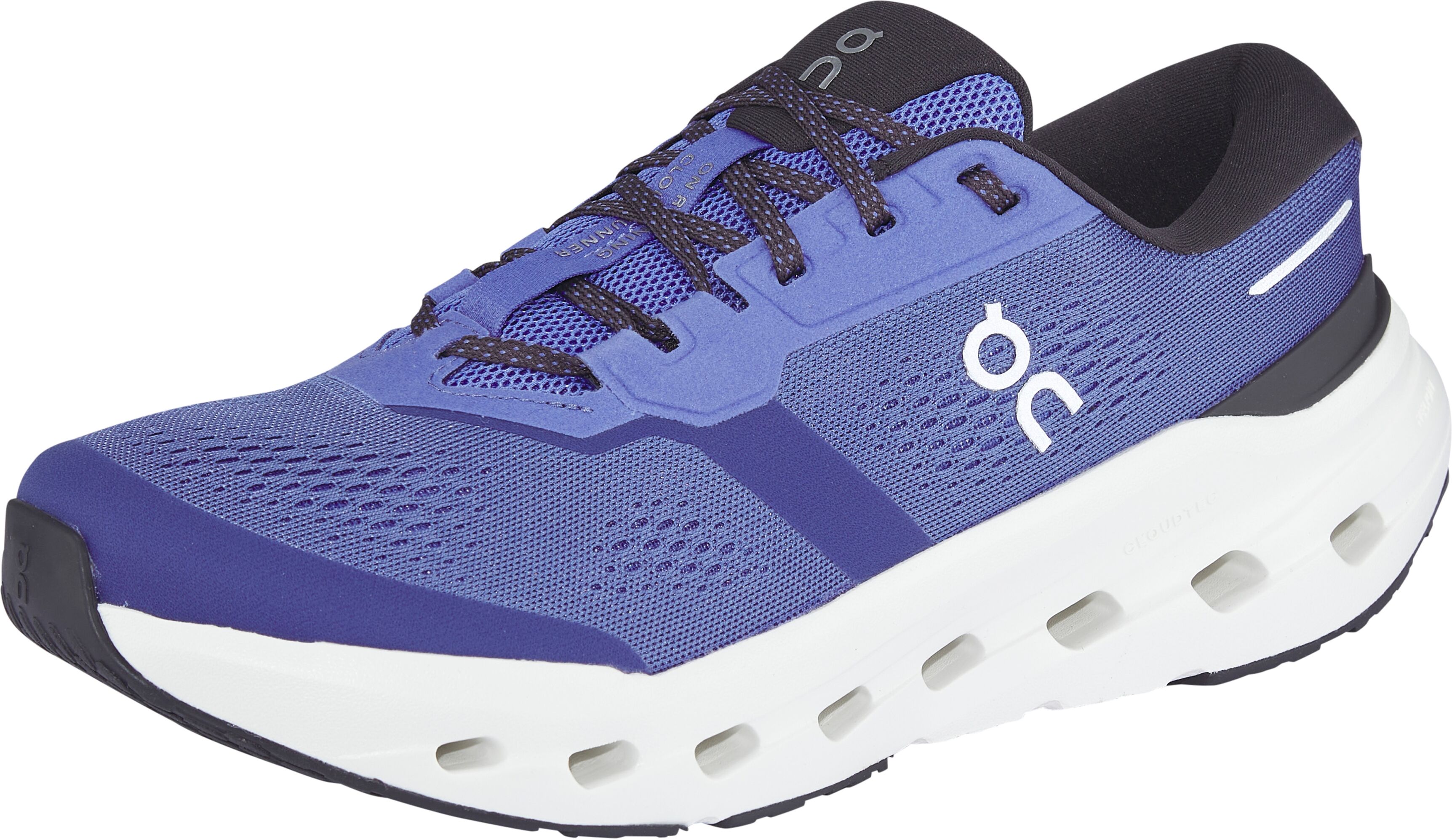 Laufschuh ON RUNNING "Cloudrunner 3", Herren, Gr. 44, blau (sailor, ivory), Synthetik, Schuhe Laufschuh, mit breiterer Sohle und Fersenspange für mehr Halt