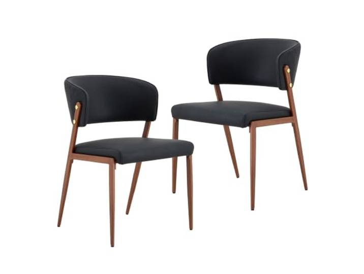 Vexelus 2er Set Moderne gepolsterte Esszimmerstühle aus PU‑Kunstleder, ergonomische Rückenlehne, stabiles Metallgestell für Esszimmer Küche Wohnzimmer