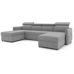 WOHNLANDSCHAFT BENI mit Schlaffunktion und Bettkasten Beige