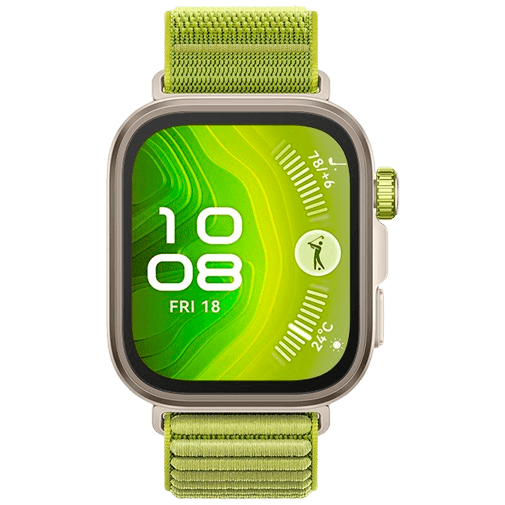 Huawei Watch Fit 4 Pro Gold (Grünes Nylon Armband)
