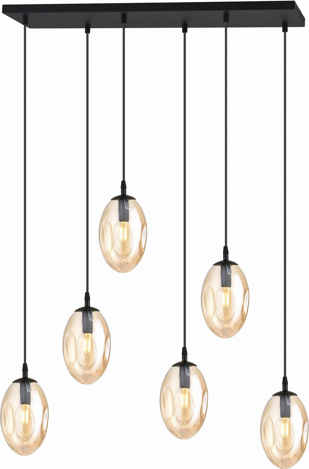 Emibig Lighting Hanglamp Astral 6xE14 10W met 6 honingkleurige lampenkappen model 1267/6