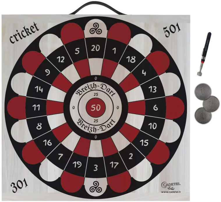 Cadetel Kit planche avec cible flechette + Palets en fonte Bretons + aimants