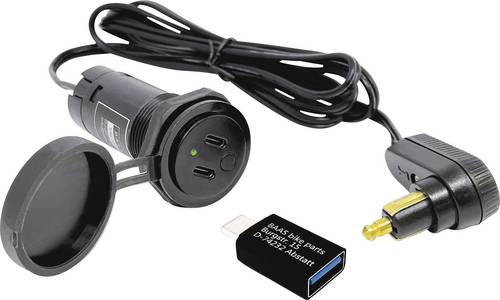 BAAS Tankrucksack-Kabel mit 2 USB-C-Anschlüssen und 1 USB-A Adapter USB22