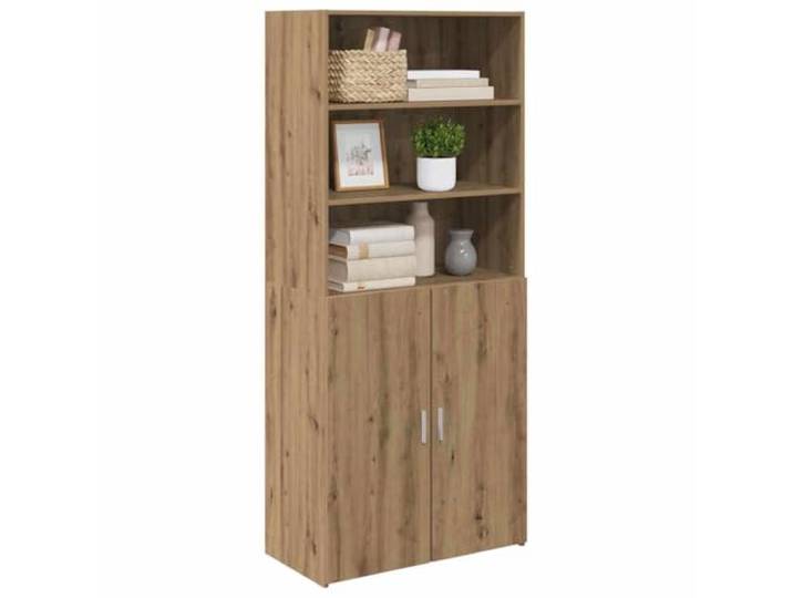 KTHLBRH Sideboard Eiche Handwerk 80 x 42,5 x 185 cm Mehrschichtiges Holz, 2 verstellbare Einlegeböden, Griffe aus Metall, Türen mit Scharnier, 60 kg Kapazität
