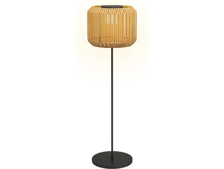 Outsunny Lampadaire solaire extšŠrieur en ršŠsine tressšŠe\, lampadaire sans fil rechargeable avec capteur de lumiššre\, style moderne\, lampadaire LED extšŠrieur\, šŠtanche\, pour jardin patio\, 130 cm\, jaune
