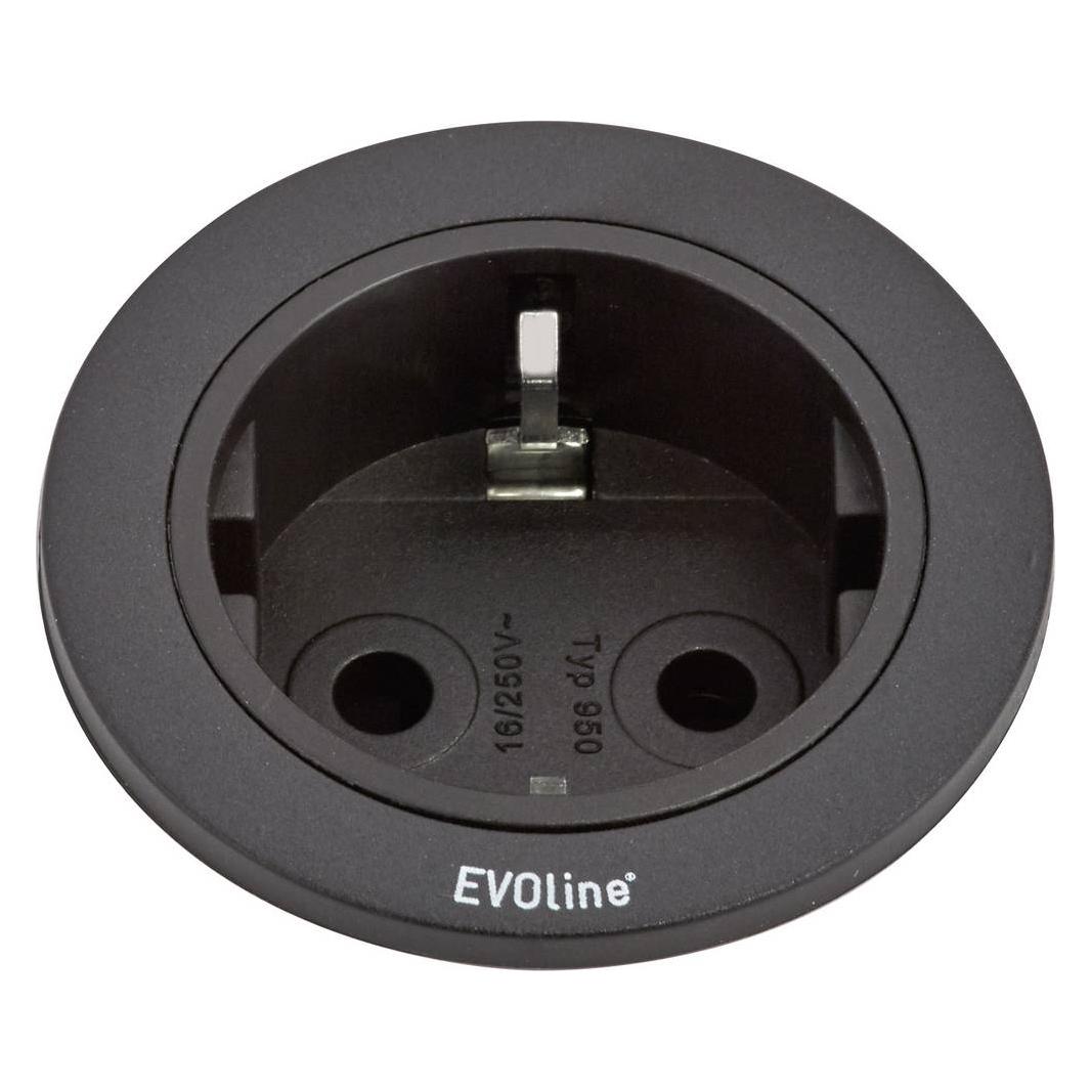 Evoline One Einbausteckdose Gehäuse / Zierring schwarz (3 m) (159280000900)