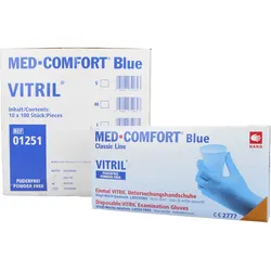 10 x MED-COMFORT Vitril Blau Einmalhandschuhe Vinyl-Nitril Untersuchungshandschu...
