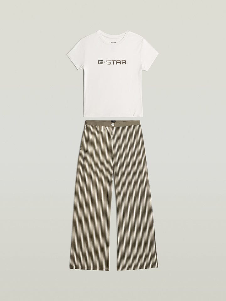 G-Star Pyjama in Weiß/ Khaki - L