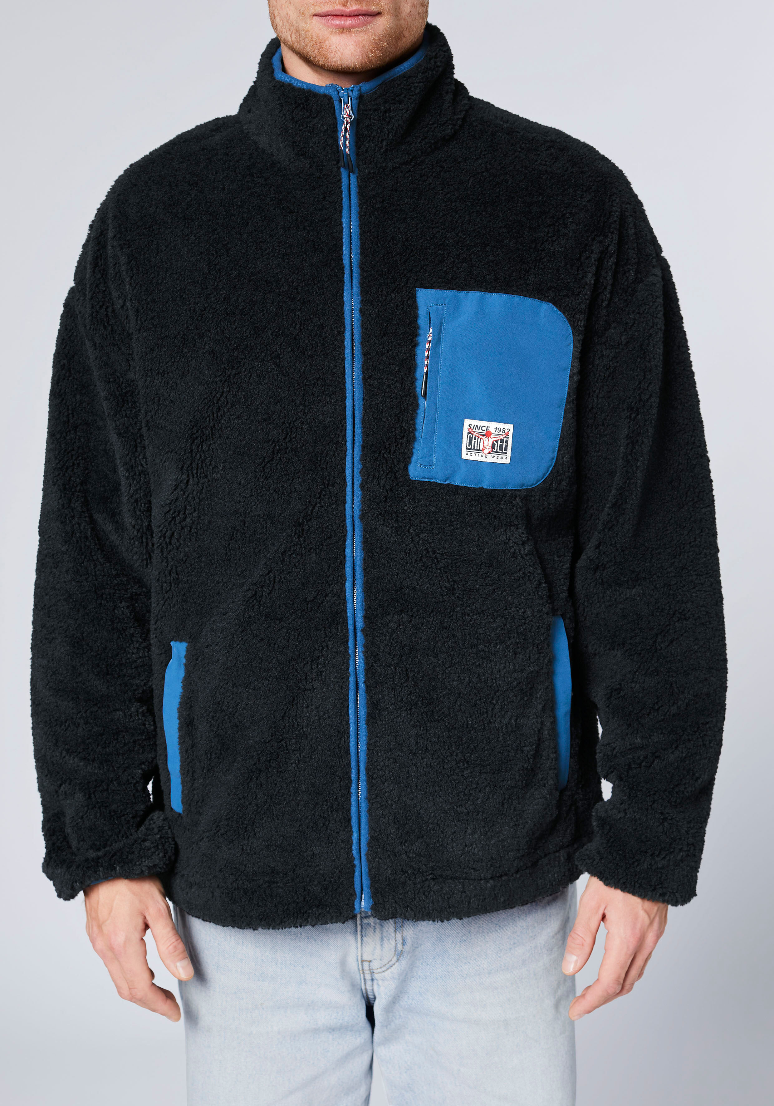Fleecejacke CHIEMSEE, Herren, Gr. S (44/46), schwarz beauty, 100% Polyester, Jacken Fleecejacke