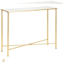 Mauro Ferretti Konsolentisch "Schmetterlinge" in Gold – Konsolentisch aus goldfarbenem Metall mit Glasplatte und Schmetterlingsverzierungen, 100 x 35 x 80 cm – Glamo