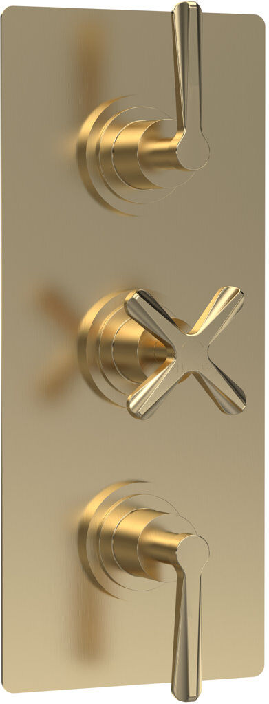 Nuie Triple Thermostatic Valve Brushed Brass 28cm H X 12cm W X 14.2cm D
