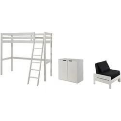 HOCHBETT Katherine 209x190x165 mit Kommode und Bettsessel Holz Weiß