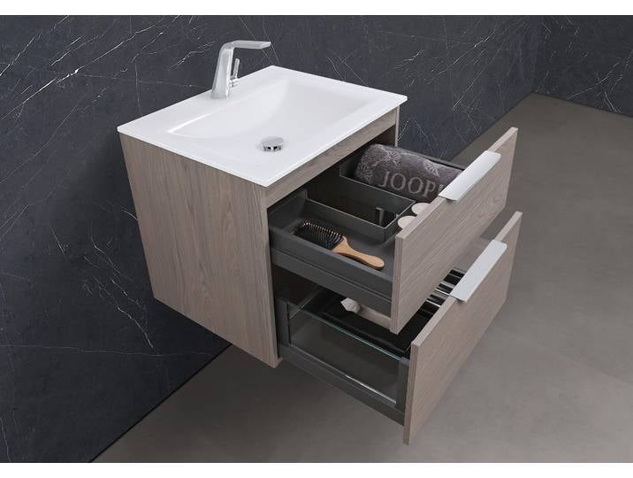 Zafiro - Badmöbelset 60 cm mit Glaswaschbecken Optiwhite und Unterschrank