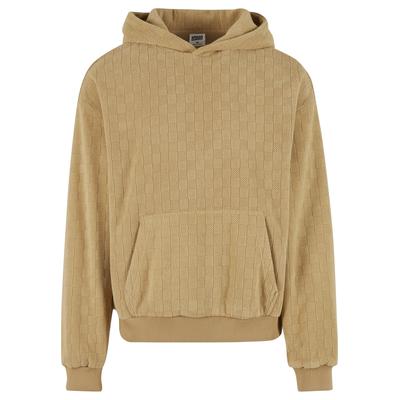 Trainingsanzug URBAN CLASSICS "Urban Classics Jaquard Velvet Suit", Herren, Gr. M, beige (unionbeige), 100% Polyester, normal, Sportanzüge Trainingsanzug