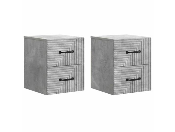 Coespram Nachttisch 2er Set Wandmontiert Betongrau 34,5 x 33 x 40 cm Platzsparende Hängeschränke fürs Schlafzimmer: Kompakte Wandablage mit Schubladen für Bücher, Brillen und Accessoires.