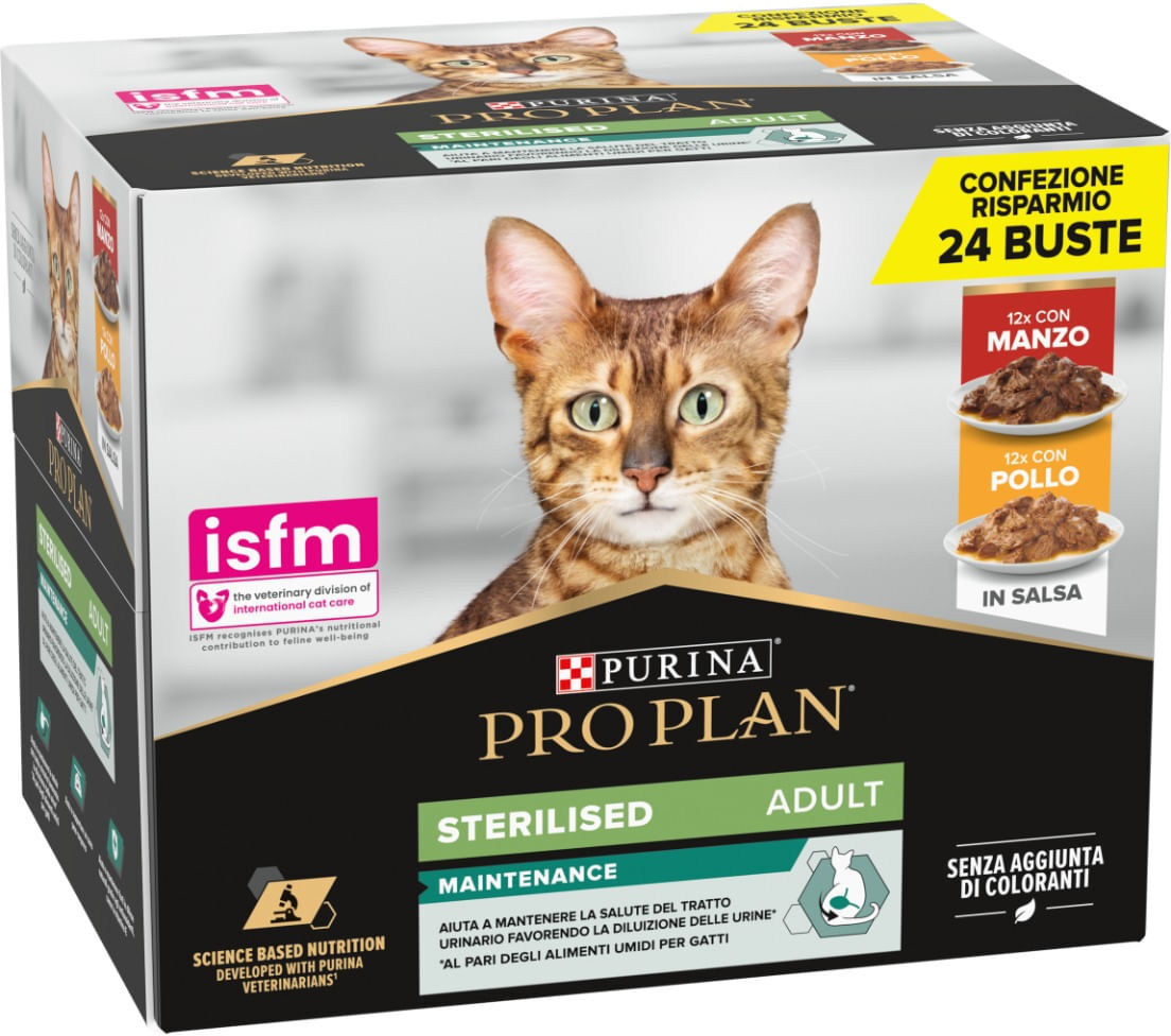 Purina Pro Plan Sterilised Cat Busta Multipack 24X85G MANZO E POLLO