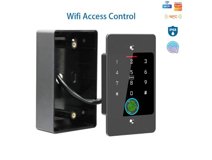 Clavier de contrôle d'accès par empreinte digitale autonome WiFi compatible avec l'application Tuya, étanche, rétroéclairé, pour installation encastrée, lecteur d'ouverture de portail.