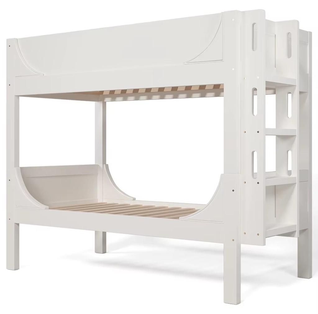 Etagenbett - Teilbares Modell - 90 x 200 cm - Weiß - Flexibel montierbare Leiter - Schlittenförmiges Design - Ohne Matratze