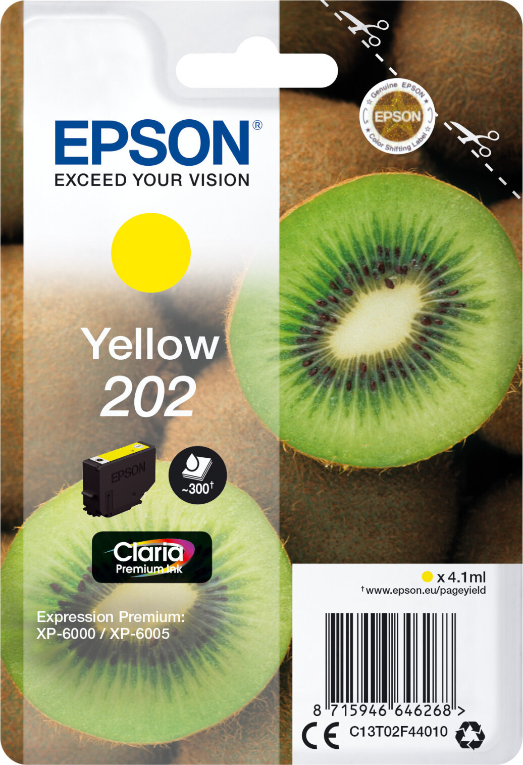 Epson Kiwi Singlepack Geel Claria Premium Inkt, 4,1 ml