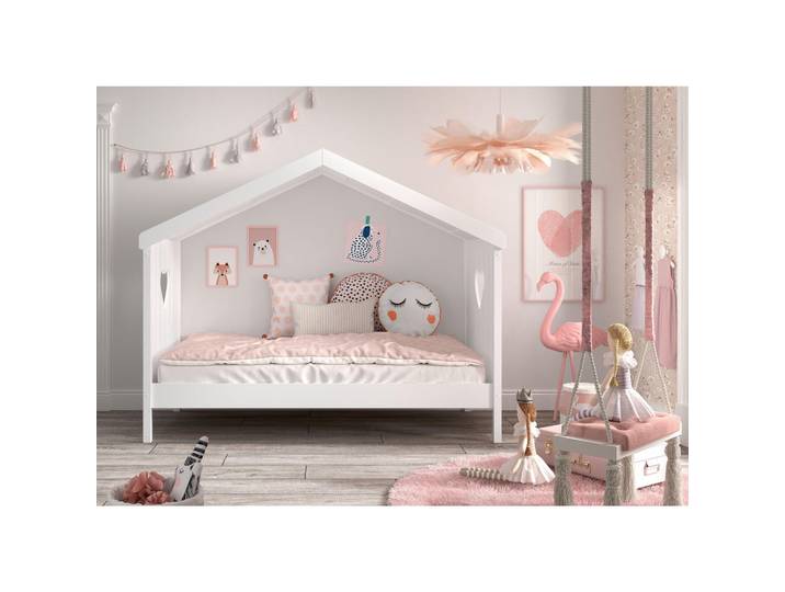 Vipack Hausbett, Weiß, Holz, Kiefer, 90x200 cm, nicht verstellbar, Kinderzimmer & Jugendzimmer, Kindermöbel, Kinderbetten, Hausbetten