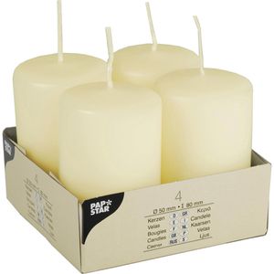 Papstar Kerzen 15361, Stumpenkerzen, elfenbein Ivory, Ø 5 cm, Höhe 8 cm, 4 Stück